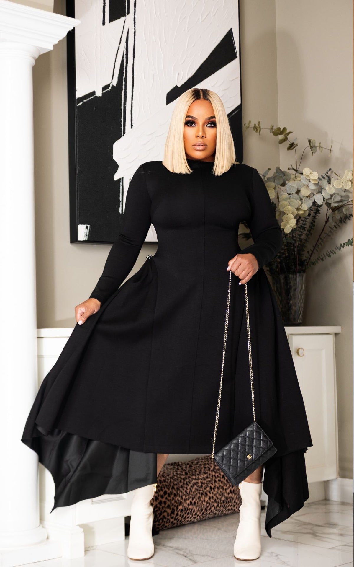 Modest With An Asymmetrical Twist | Black - Pre Order | Review Description & Return Policy