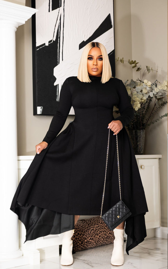 Modest With An Asymmetrical Twist | Black - Pre Order | Review Description & Return Policy