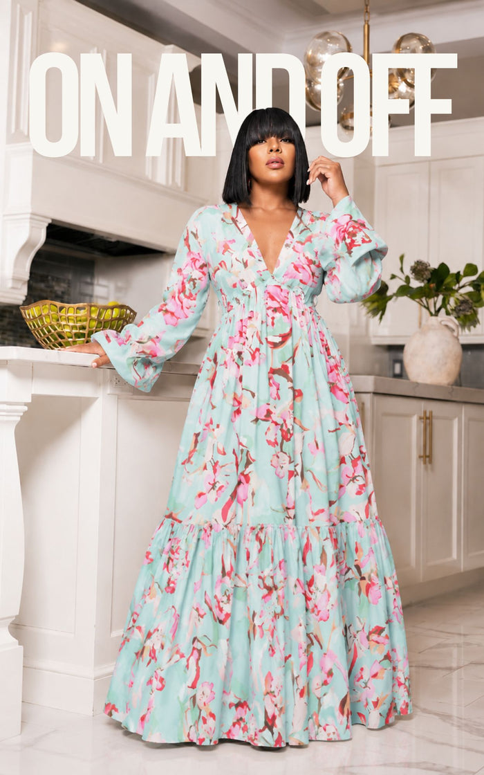 Gardens In Spring Time | Mint/Teal Multi Maxi Dress | Review Description & Return Policy