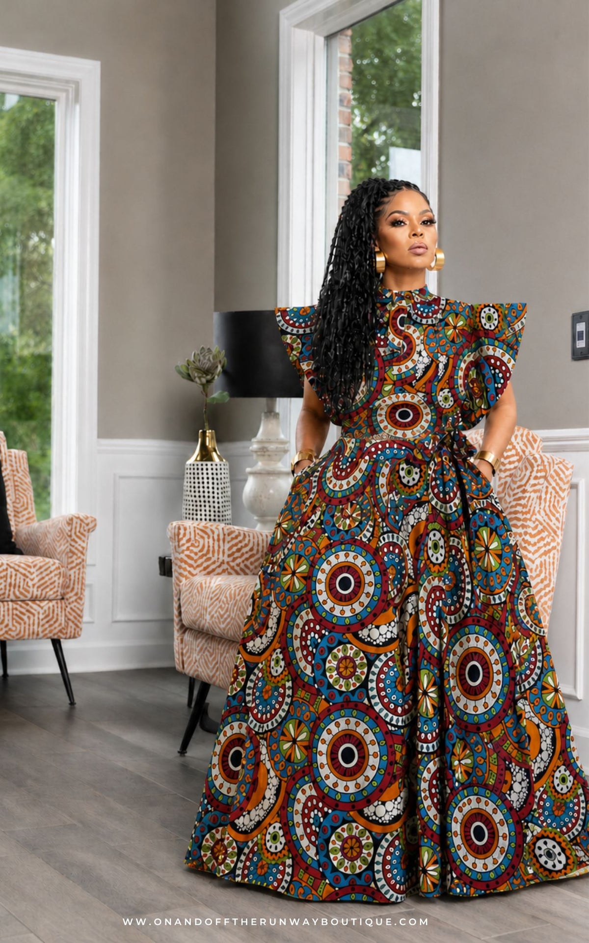 Maxi Skirt Set | Blue/Orange | Review Description & Return Policy