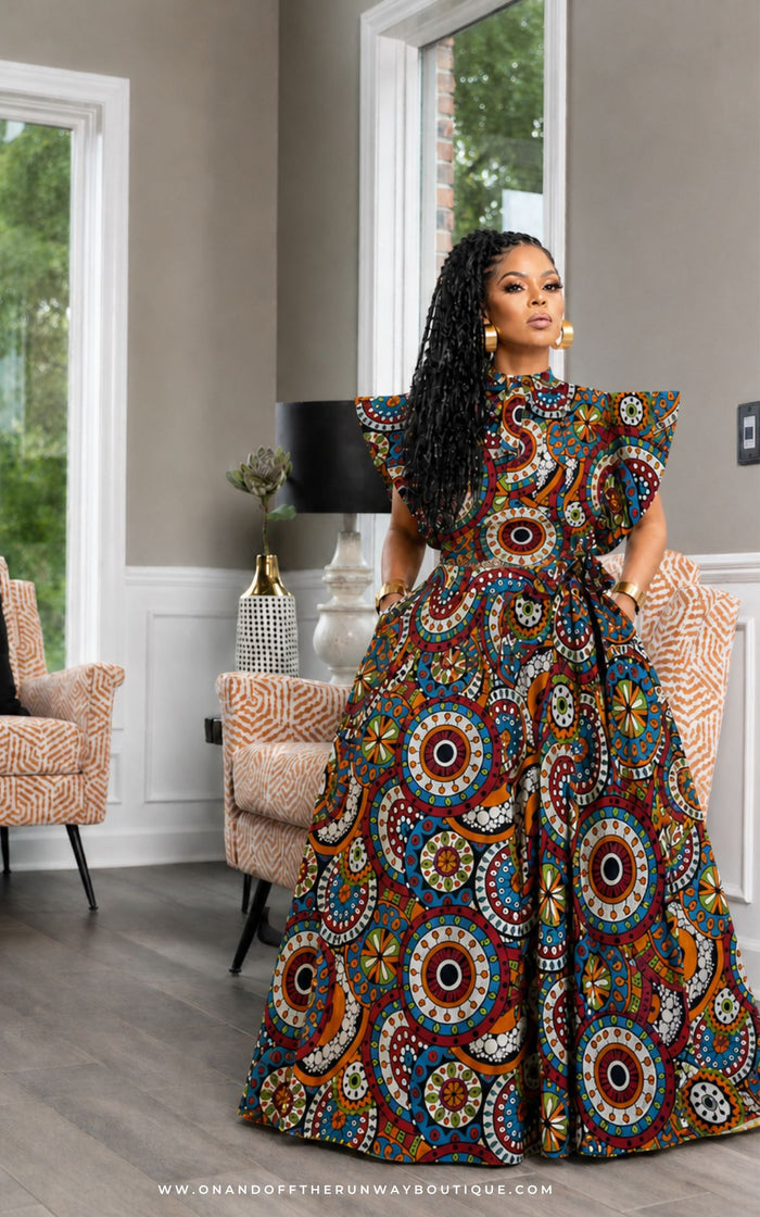 Maxi Skirt Set | Blue/Orange | Review Description & Return Policy