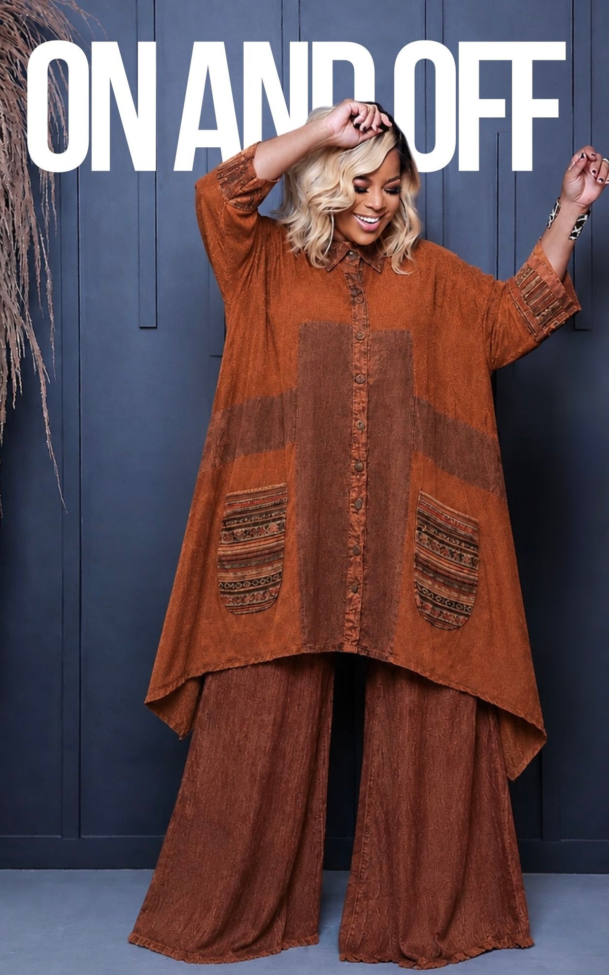 Willow Patchwork Denim Pant Set | RUST | Review Description & Return Policy