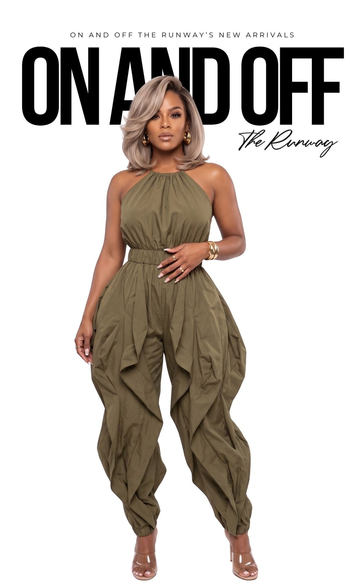 All The Way Up JUMPSUIT | Olive | Review Description & Return Policy