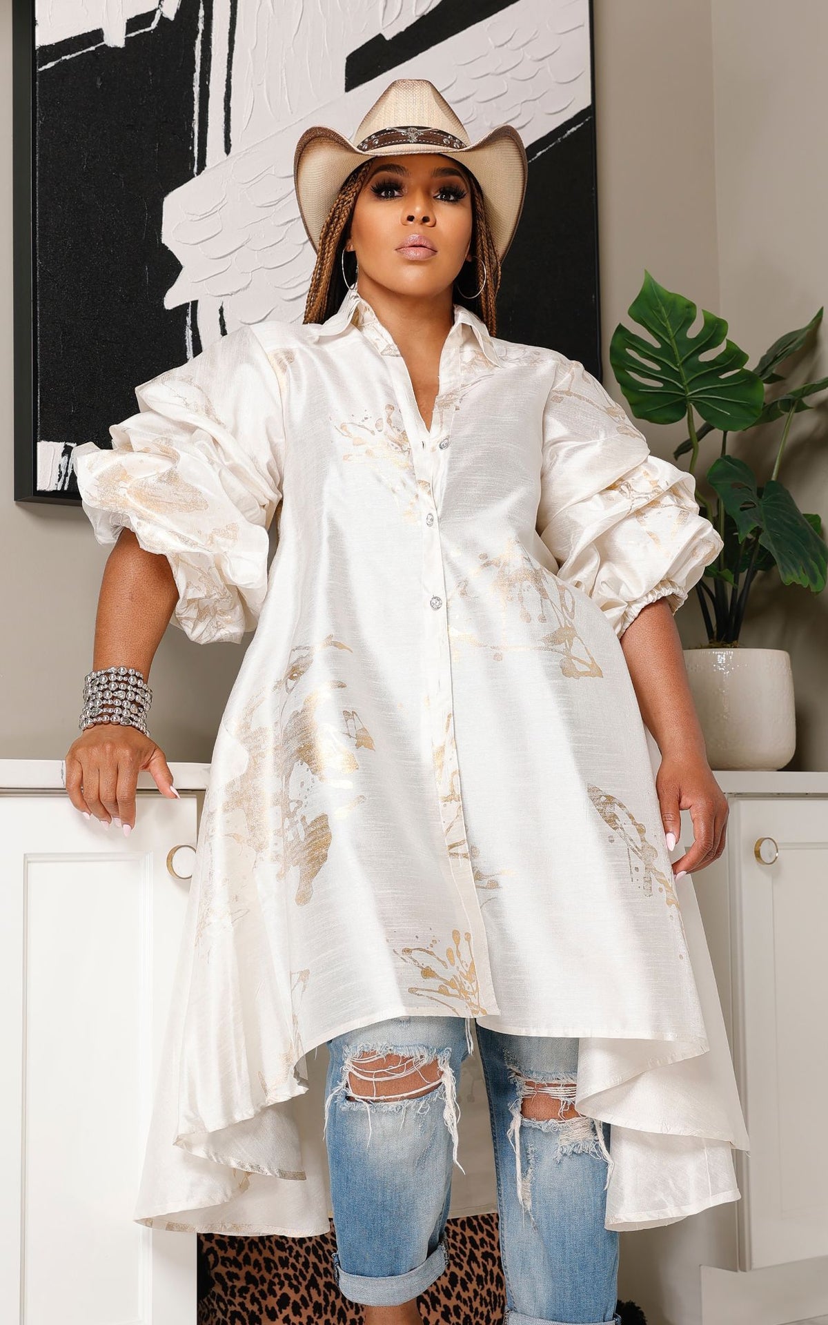A Lil Jazzy Shirt Dress | Ivory | Review Description & Return Label
