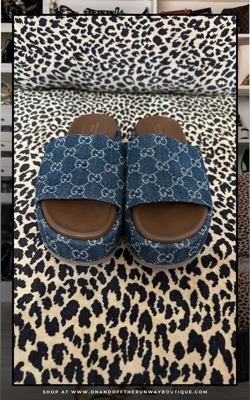 Gucci Denim Platform Sandals