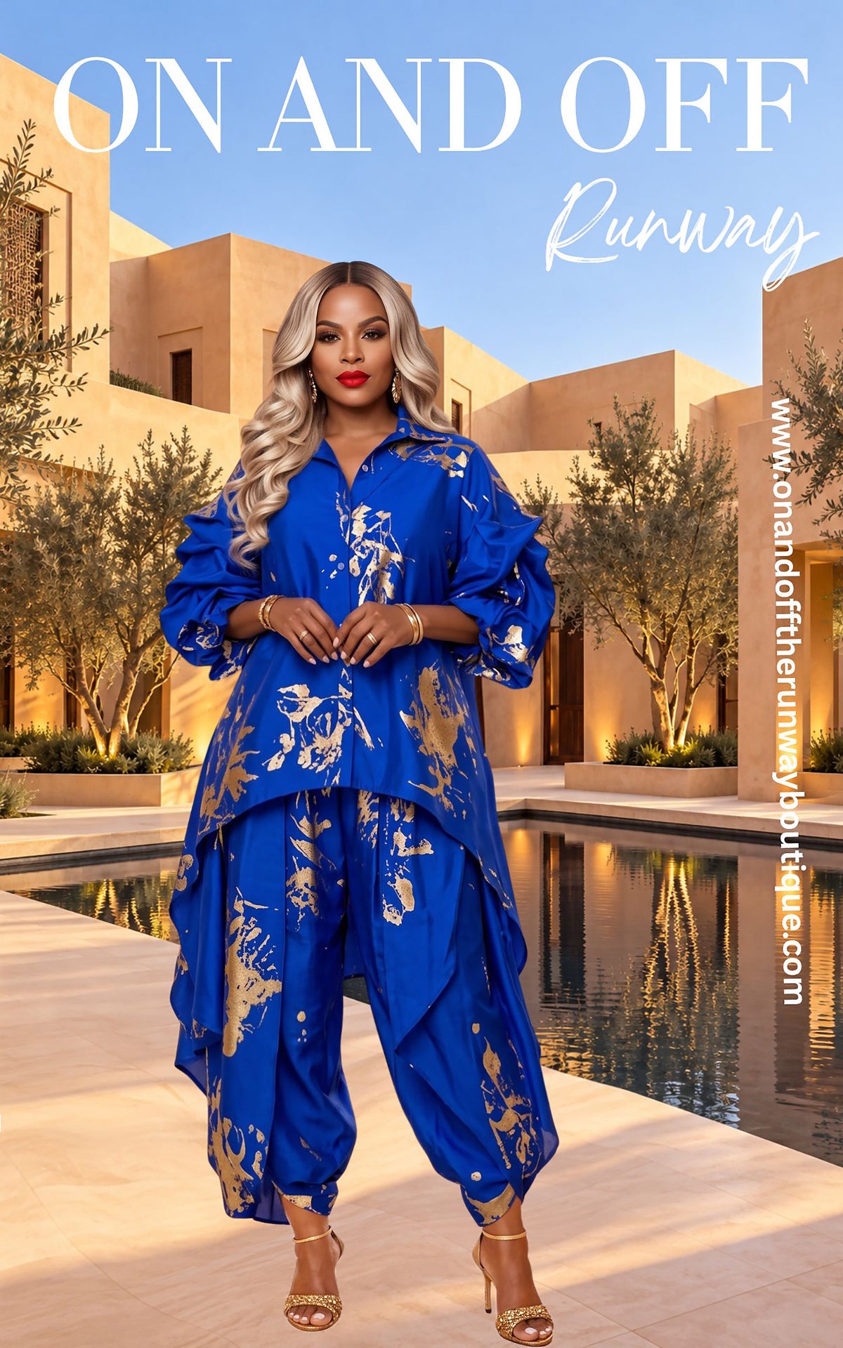 A FALL SPLASH | SET - ROYAL BLUE | Review Description & Return Policy