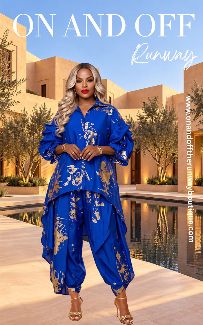 A FALL SPLASH | SET - ROYAL BLUE | Review Description & Return Policy