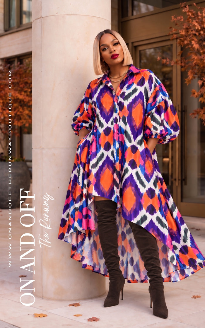 A Lil Jazzy Shirt Dress | MULTI | Review Description & Return Label