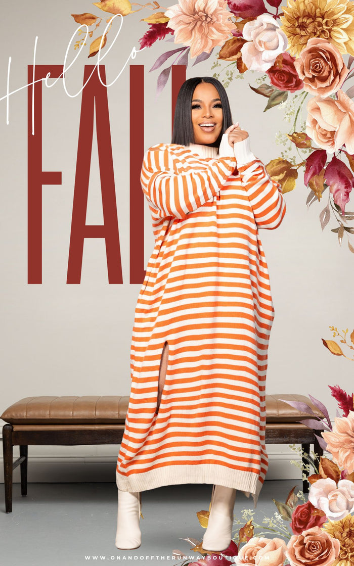Tangerine Dream | Sweater Dress |Review Description & Return Policy