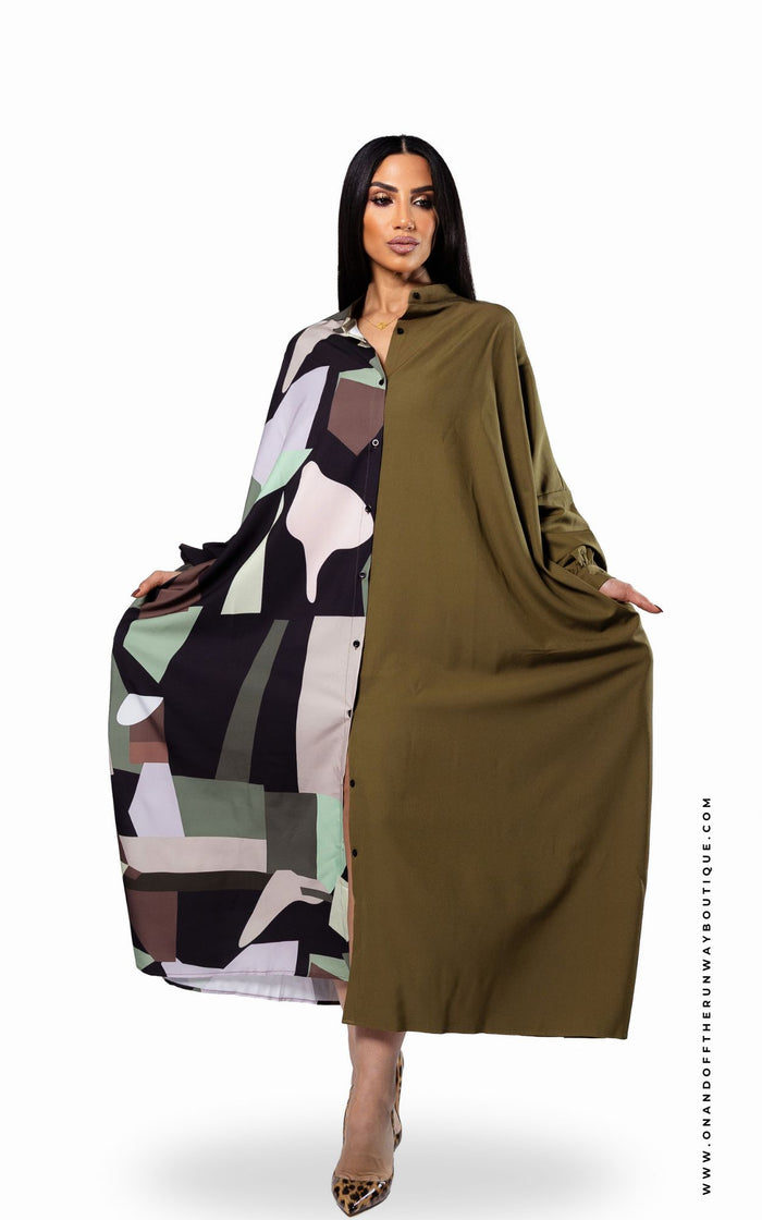 The Oversized Olive Shirt Dress | Review Description & Return Policy