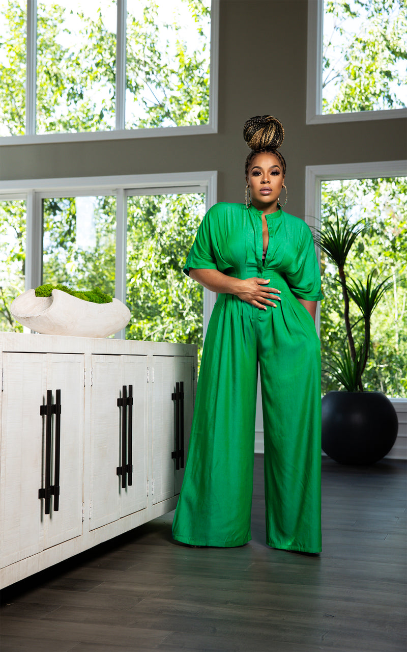 Break Of Day - Solid Green  I Jumpsuit | Review Description & Refund Policy