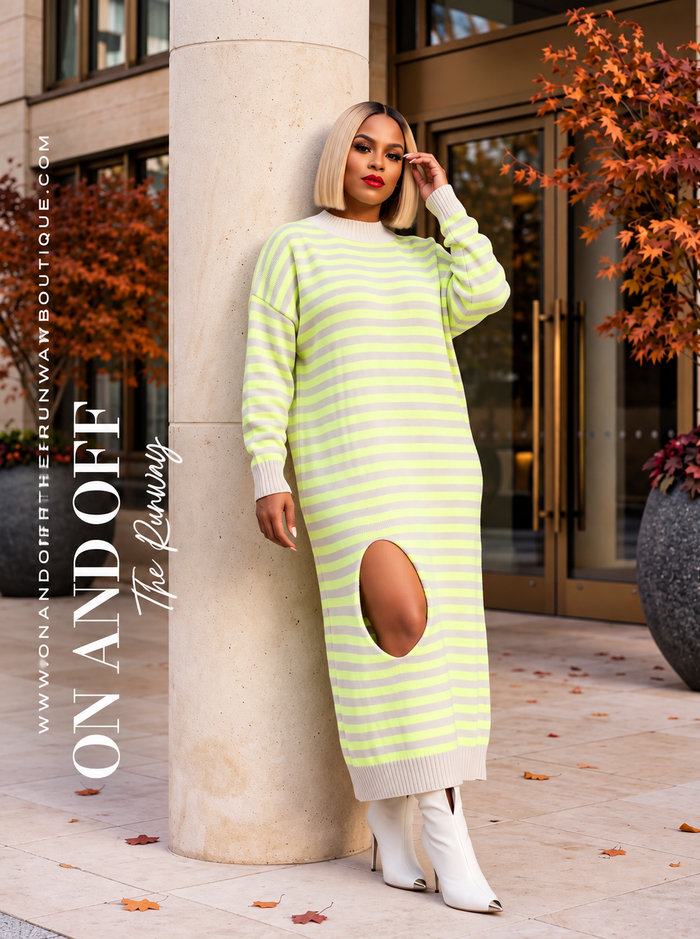 Over Sized Sweater Dress | LIME | Review Description & Return Policy