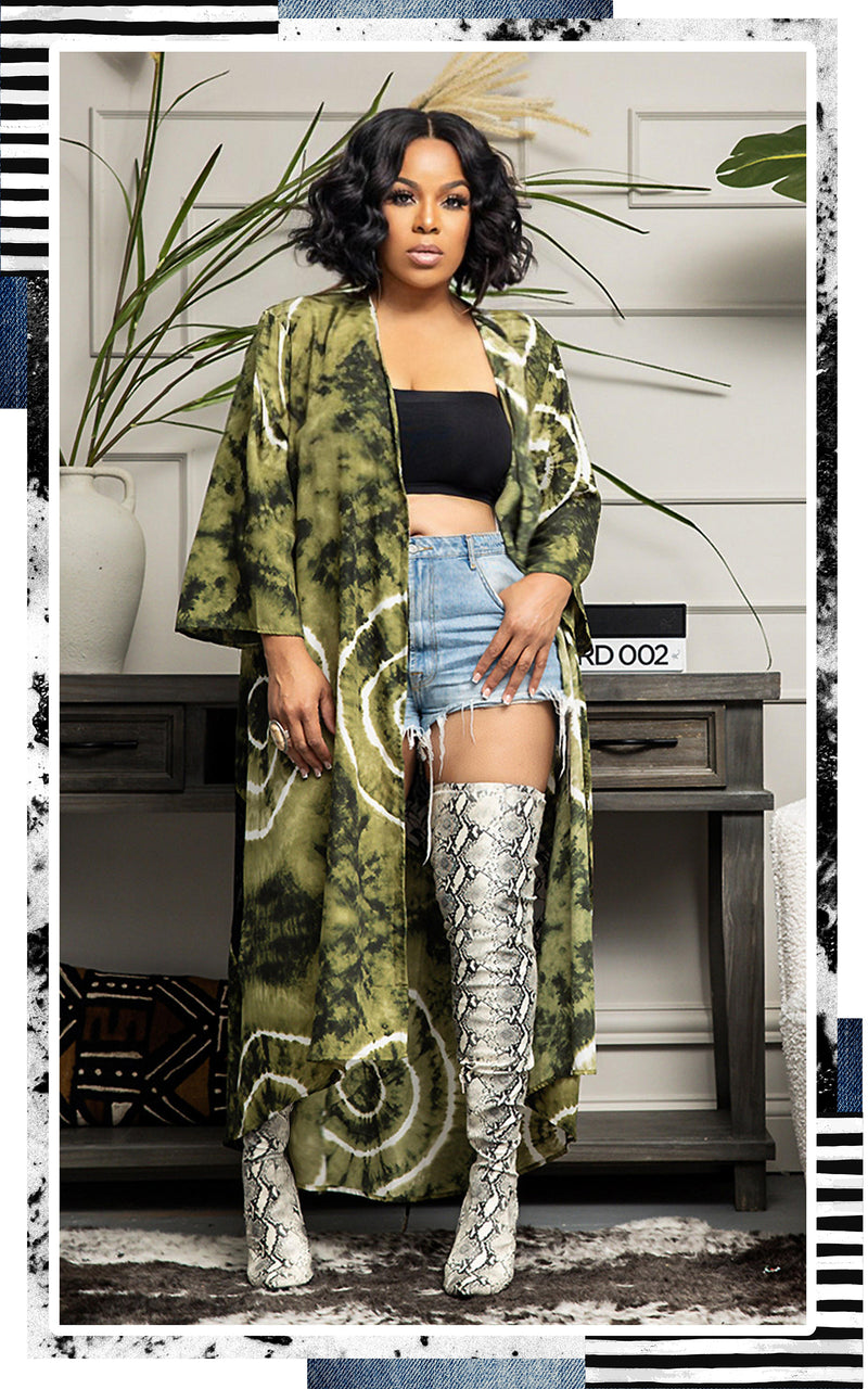 Tie Dye Kimono | Green | Review Description & Refund Policy