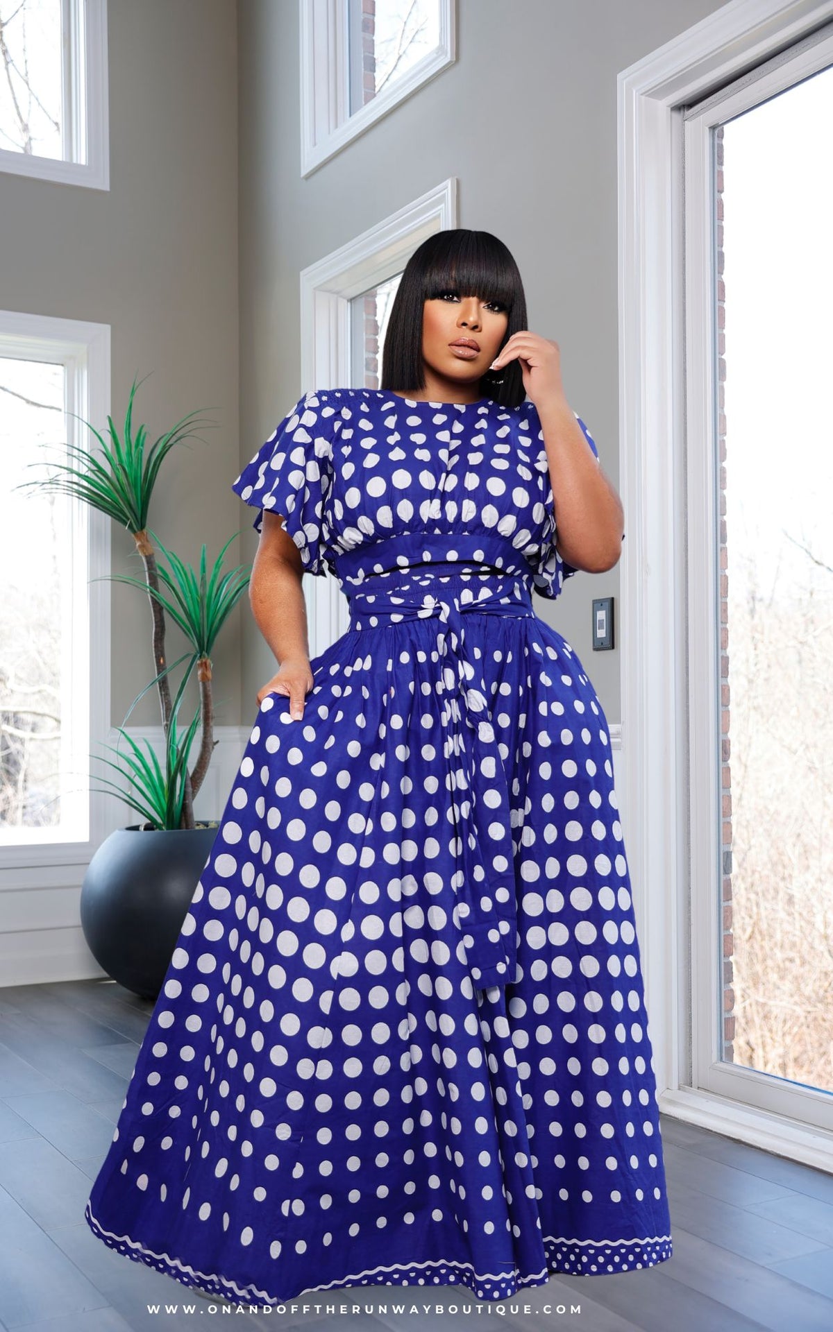 Maxi Skirt Set | Polka Dot In Blue | Review Description & Return Policy