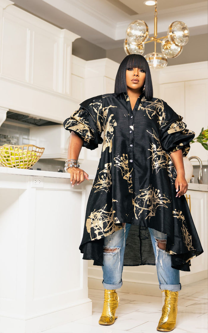 A Lil Jazzy Shirt Dress | Black | Pre-Order | Review Description & Return Label