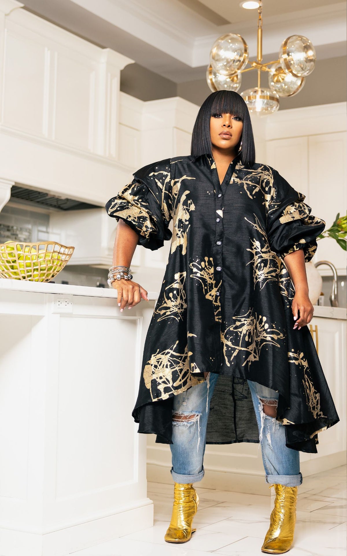 A Lil Jazzy Shirt Dress | Black | Pre-Order | Review Description & Return Label