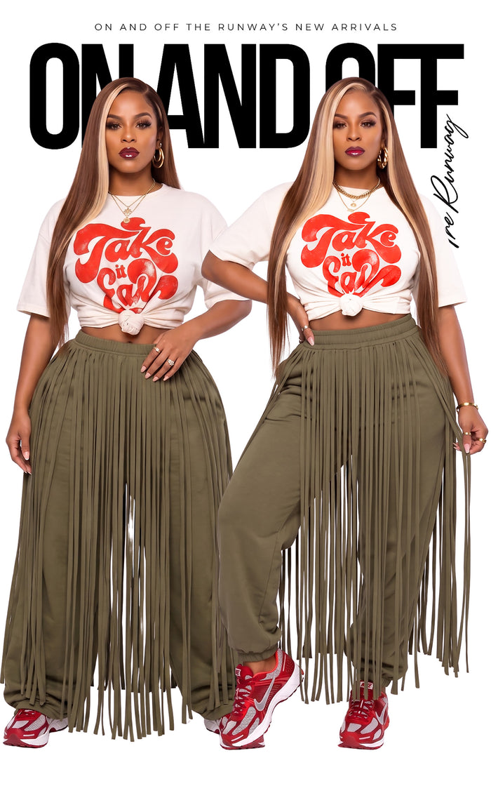 Fringe With Benefits | Olive | Review Description & Return Policy